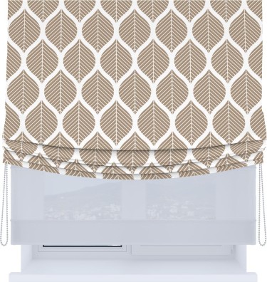 Римская штора «Кортин», день-ночь с мягкими складками, «Листья геометрия»