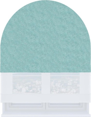 Римская штора «Кортин» день-ночь для арочного проёма, ткань лён димаут бирюзовый