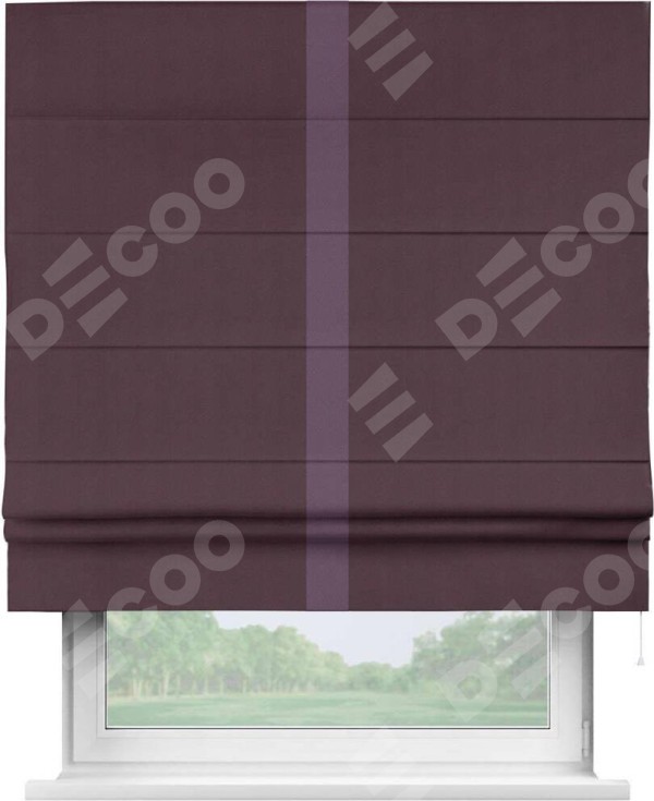 Римская штора «Кортин» с кантом Хайвэй, для проема, ткань блэкаут однотонный цвет сиреневый