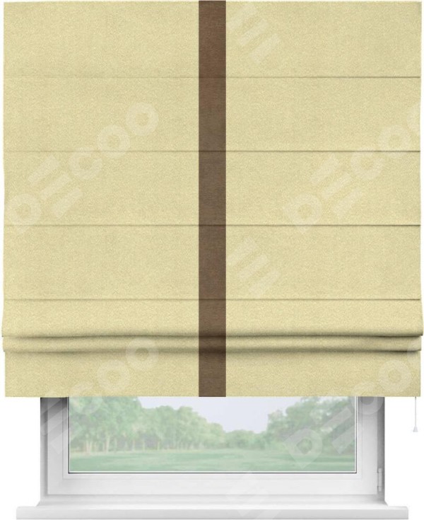 Римская штора «Кортин» с кантом Хайвэй, для проема, ткань софт однотонный молочный