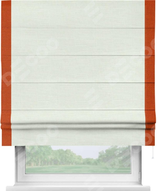 Римская штора «Кортин» с кантом Стрим Дуо, для проема, ткань лён молочный