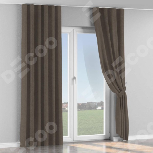 Комплект штор на тесьме «Волна», лён блэкаут коричневый