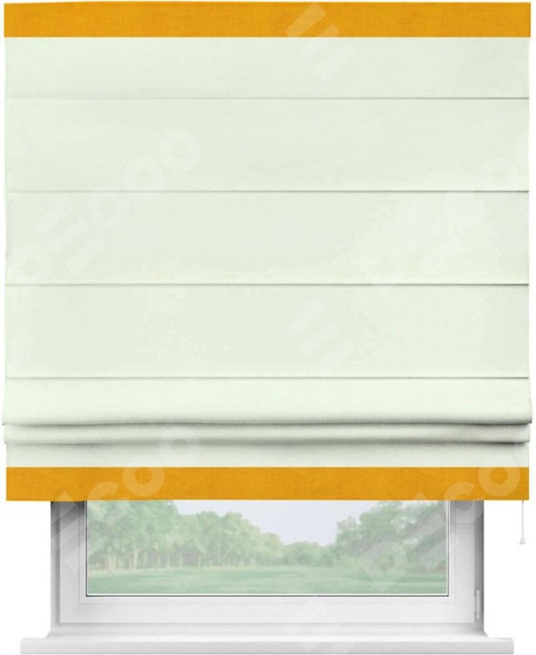 Римская штора «Кортин» с кантом Горизонт, для проема, ткань вельвет кремовый