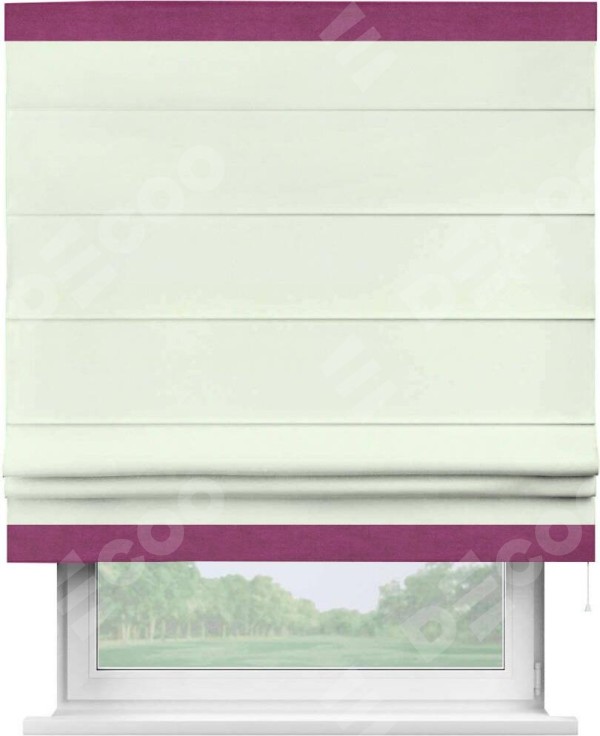 Римская штора «Кортин» с кантом Горизонт, для проема, ткань вельвет кремовый