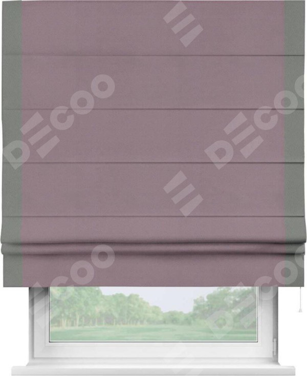 Римская штора «Кортин» с кантом Стрим Дуо, для проема, ткань блэкаут однотонный брусника