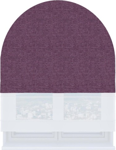 Римская штора «Кортин» день-ночь для арочного проёма, ткань лён димаут брусника