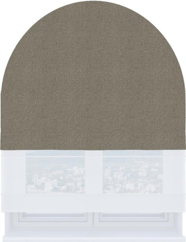 Римская штора «Кортин» день-ночь для арочного проёма, ткань лён димаут серо-зелёный