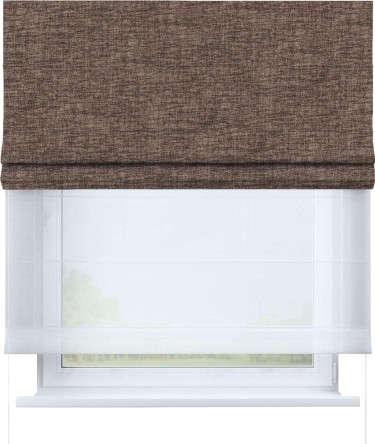 Римская штора «Кортин», рогожка димаут коричневый, день-ночь