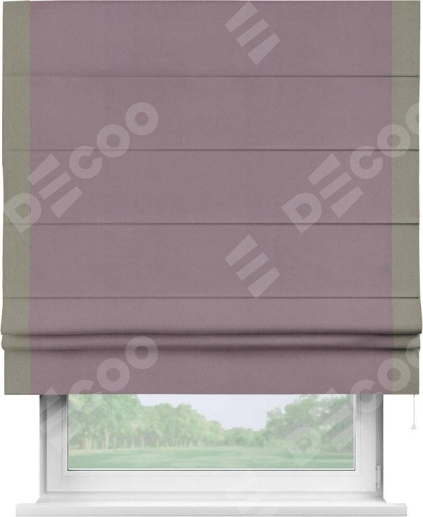 Римская штора «Кортин» с кантом Стрим Дуо, для проема, ткань блэкаут однотонный брусника