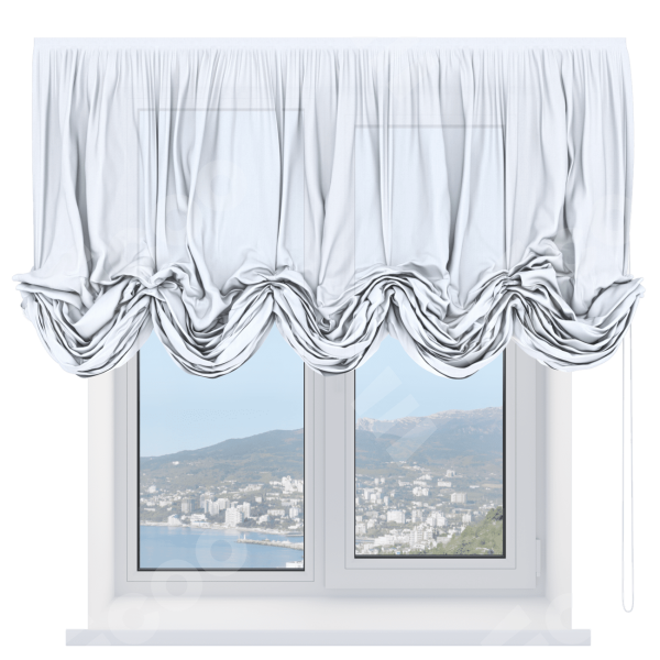 Австрийская штора «Кортин», лён белоснежный