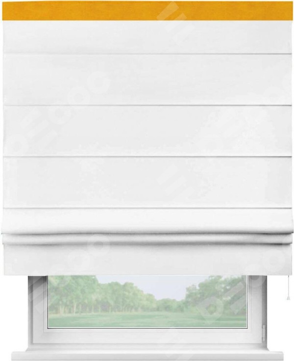 Римская штора «Кортин» с кантом Кинг, для проема, ткань вельвет белый