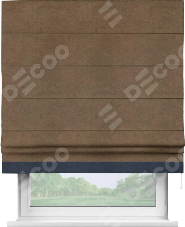 Римская штора «Кортин» с кантом Джестер, для проема, ткань софт однотонный бронзовый