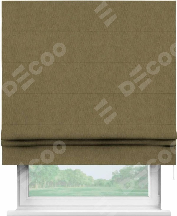 Римская штора «Кортин» для проёма, блэкаут однотонный, бежево-золотой