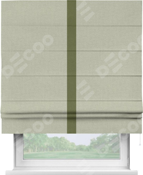 Римская штора «Кортин» с кантом Хайвэй, для проема, лён блэкаут серо-бежевый