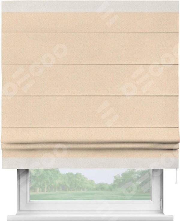 Римская штора «Кортин» с кантом Горизонт, для проема, ткань блэкаут с блеском бежевый