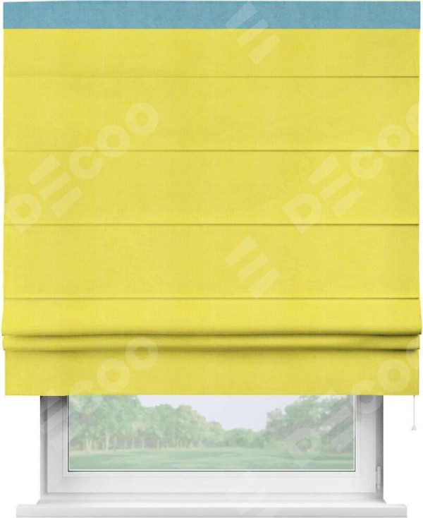 Римская штора «Кортин» с кантом Кинг, для проема, ткань вельвет cветло-желтый