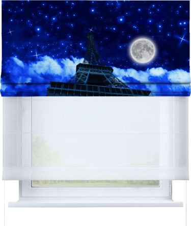 Римская штора «Кортин» день-ночь «Ночь в Париже»