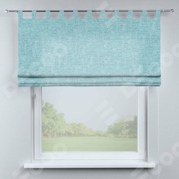 Римская штора на петлях «Кортин», ткань лён кашемир голубой