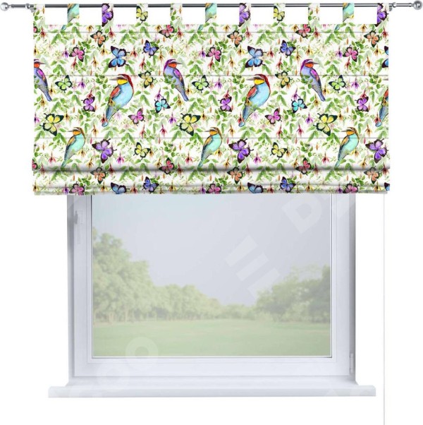 Римская штора «Кортин» на петлях «Тропические птицы»