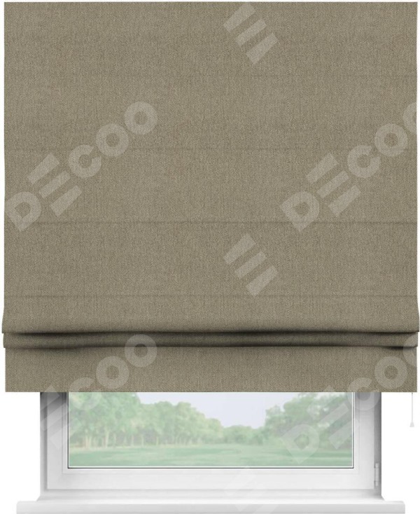Римская штора «Кортин» для проема, ткань твид блэкаут, кофе