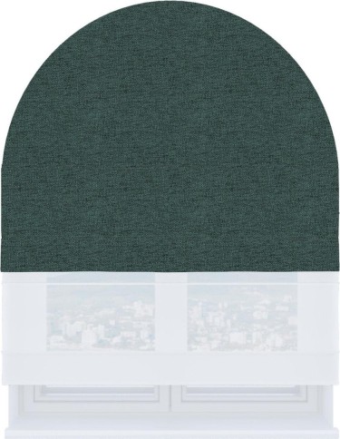 Римская штора «Кортин» день-ночь для арочного проёма, стиф димаут сине-зелёный