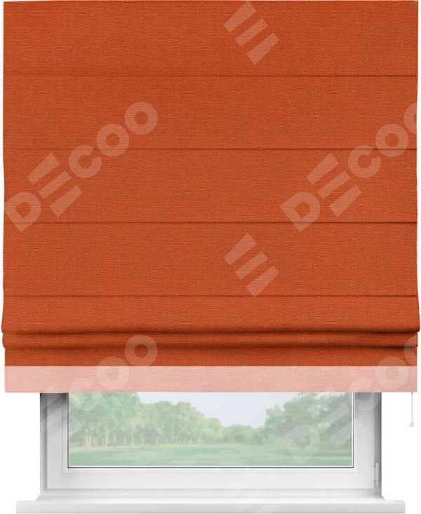 Римская штора «Кортин» с кантом Джестер, для проема, ткань лён терракотовый
