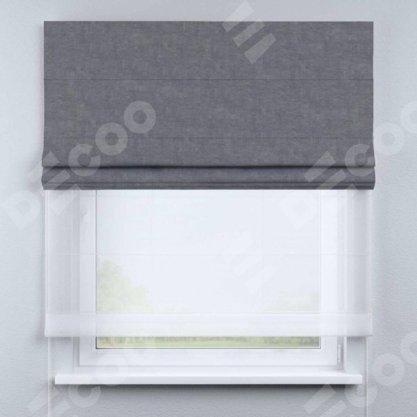 Римская штора «Кортин», канвас стальной, день-ночь