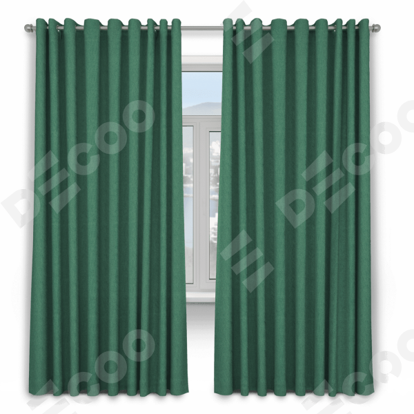Шторы на люверсах ткань твид блэкаут, зеленый