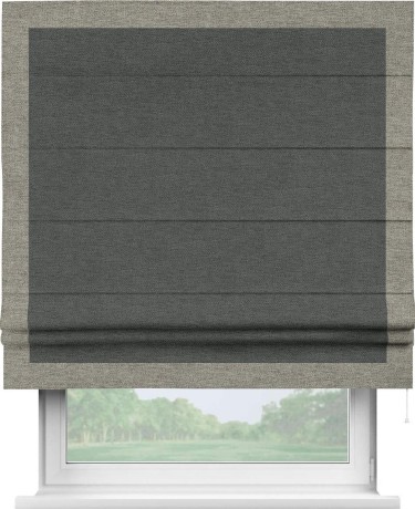 Римская штора «Кортин» с кантом Чесс, для проема, ткань стиф димаут графит