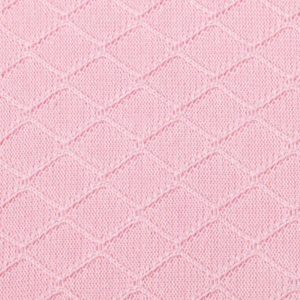 Вязаный плед Крошка Я Рисунок ромб, 90х90 см, цвет розовый