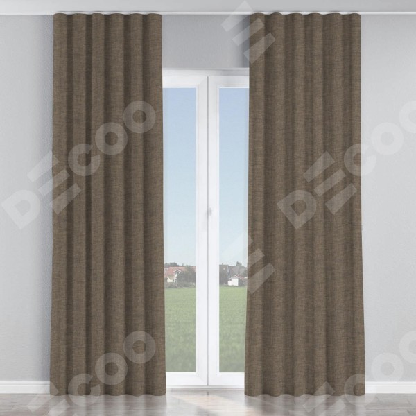 Комплект штор на тесьме «Волна», рогожка димаут коричневый