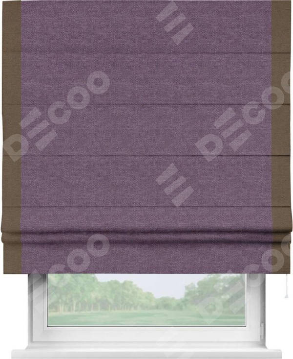 Римская штора «Кортин» с кантом Стрим Дуо, для проема, ткань лён димаут, брусника