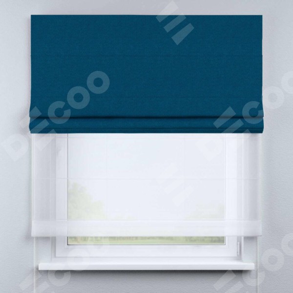 Римская штора «Кортин» день-ночь, ткань лён димаут, синий