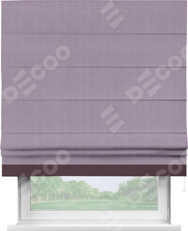 Римская штора «Кортин» с кантом Джестер, для проема, ткань блэкаут однотонный светло-сиреневый