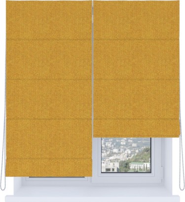 Римская штора «Кортин», система «Комфорт», твид блэкаут медово-желтый