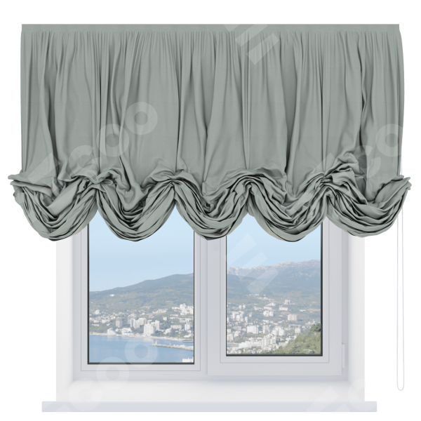 Австрийская штора «Кортин», вельвет светло-серый