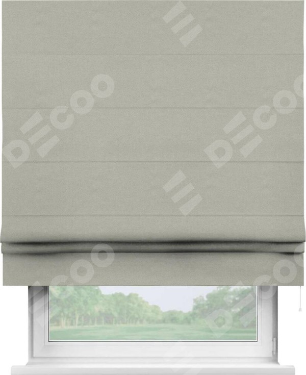 Римская штора «Кортин» для проема, ткань лён димаут, светло-серый
