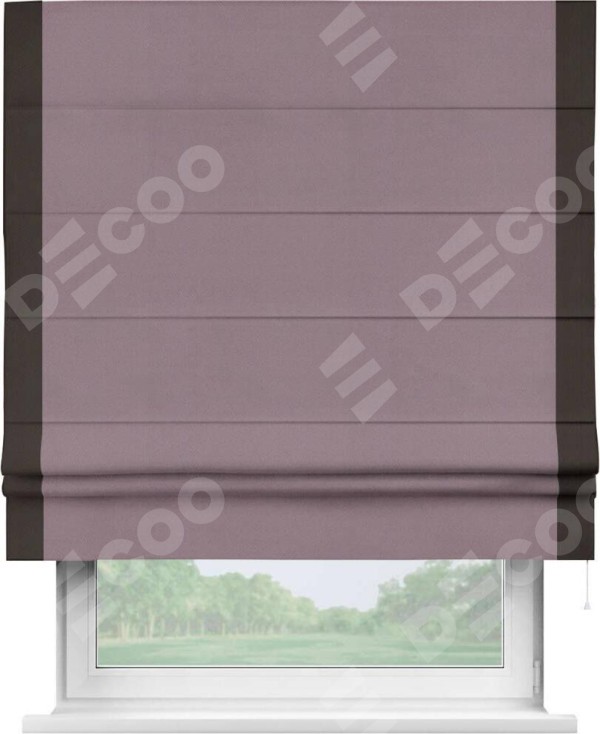 Римская штора «Кортин» с кантом Стрим Дуо, для проема, ткань блэкаут однотонный брусника