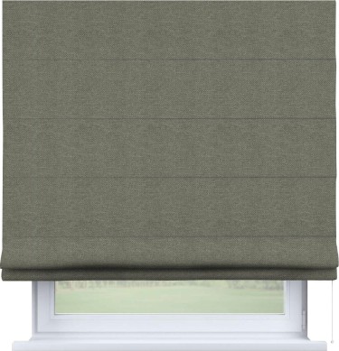 Римская штора «Кортин» для проема, ткань лён димаут, стальной