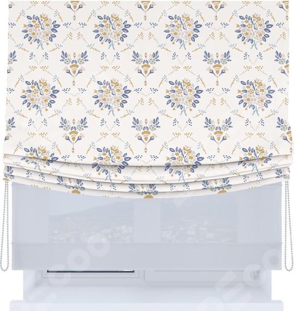 Римская штора «Кортин», день-ночь с мягкими складками, «Французский цветок»