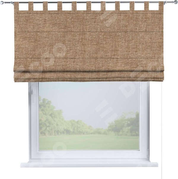 Римская штора «Кортин», рогожка димаут светло-коричневый, на петлях