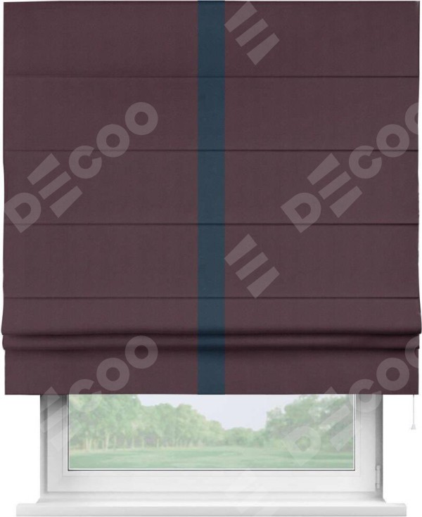 Римская штора «Кортин» с кантом Хайвэй, для проема, ткань блэкаут однотонный цвет сиреневый