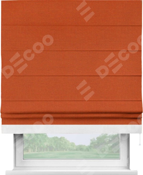 Римская штора «Кортин» с кантом Джестер, для проема, ткань лён терракотовый