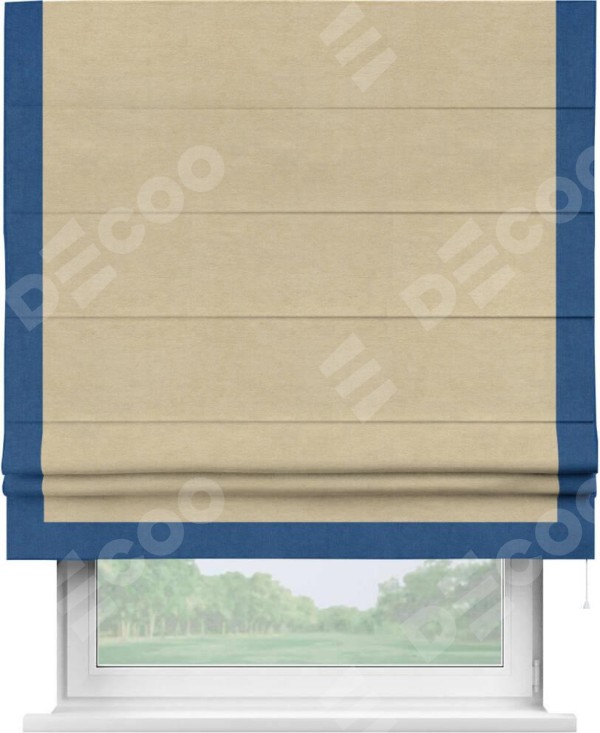 Римская штора «Кортин» с кантом Виктория, для проема, ткань вельвет бежевый