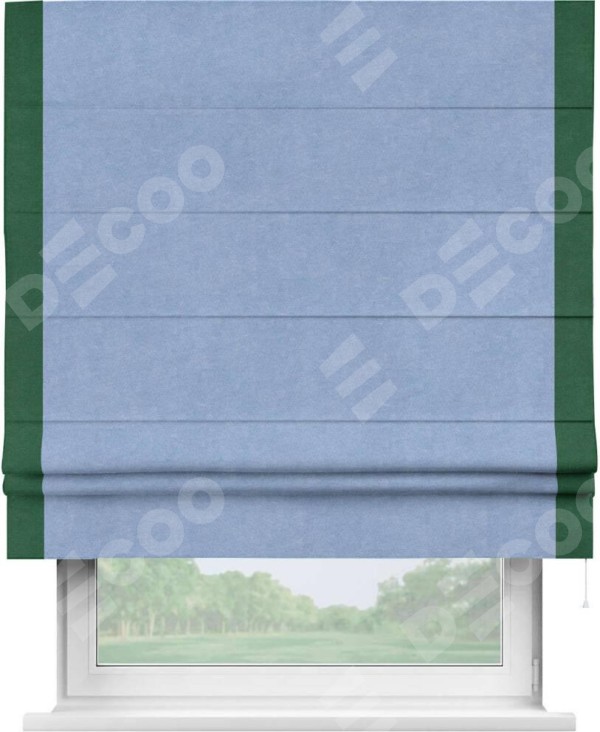 Римская штора «Кортин» для проема, вельвет васильковый с кантом Стрим Дуо