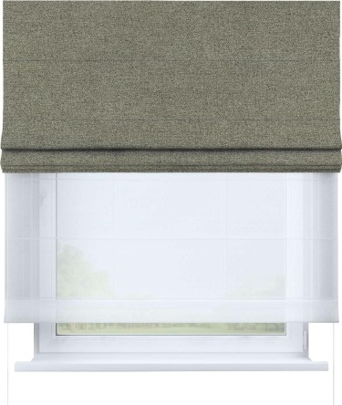 Римская штора «Кортин» день-ночь, ткань лён блэкаут, шампань