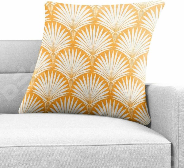 Подушка квадратная Cortin «Арт-деко листья желтый»