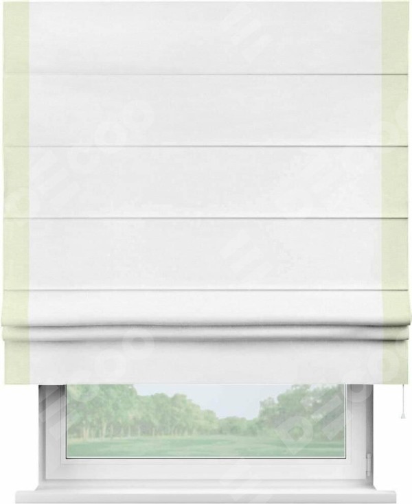 Римская штора «Кортин» с кантом Стрим Дуо, для проема, ткань вельвет дымчато-белый