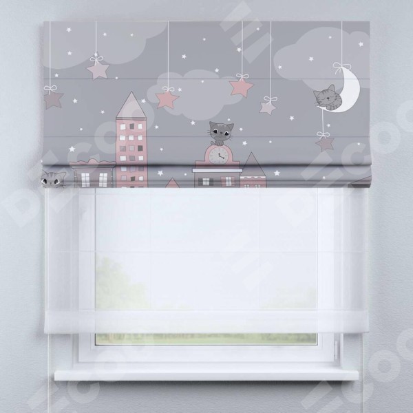 Римская штора «Кортин» день-ночь «Вечерний город»