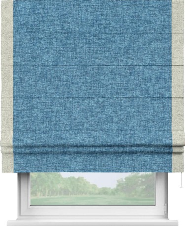 Римская штора «Кортин» для проёма, рогожка димаут джинс, с кантом Стрим Дуо